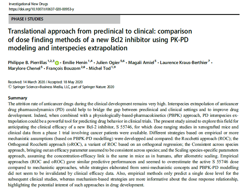 Pierrillas et al, Invest New Drugs 2020