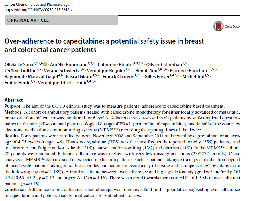 Le Saux et al, Cancer Chemother Pharmacol 2018  