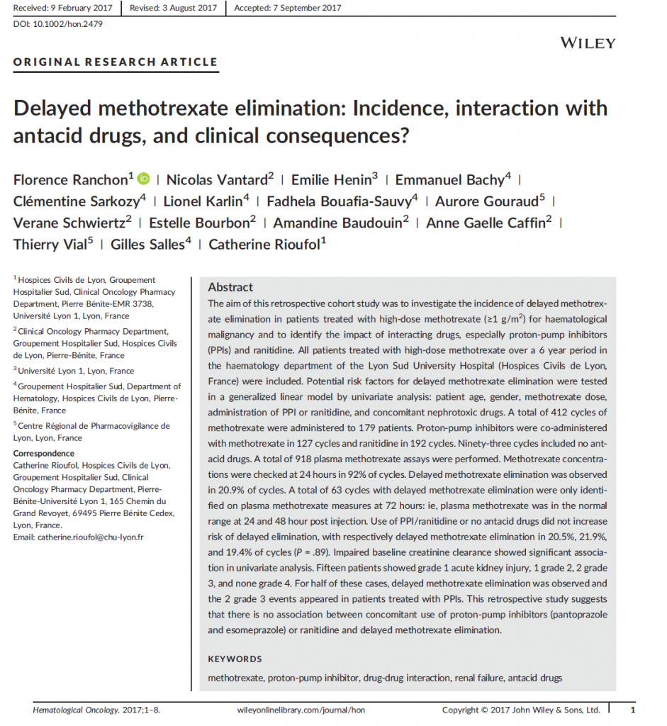 Ranchon et al, Hemtol Oncol 2017
